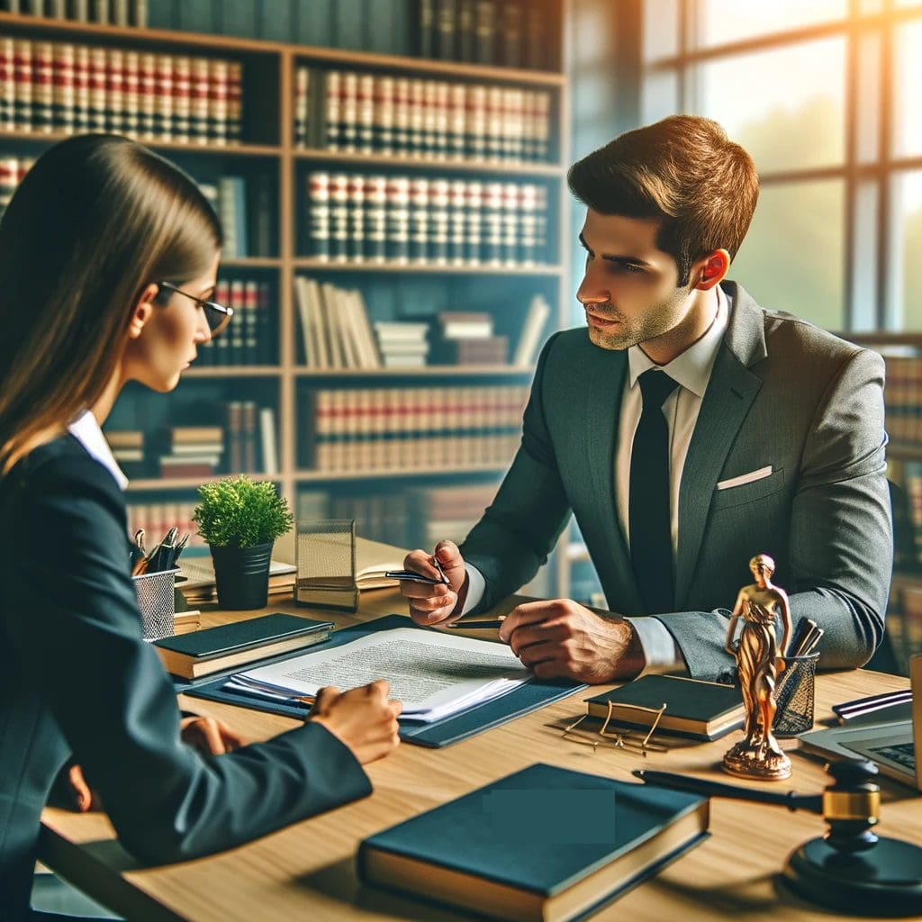 Analyzing Documentation: Lawyer and Client Reviewing Legal Records