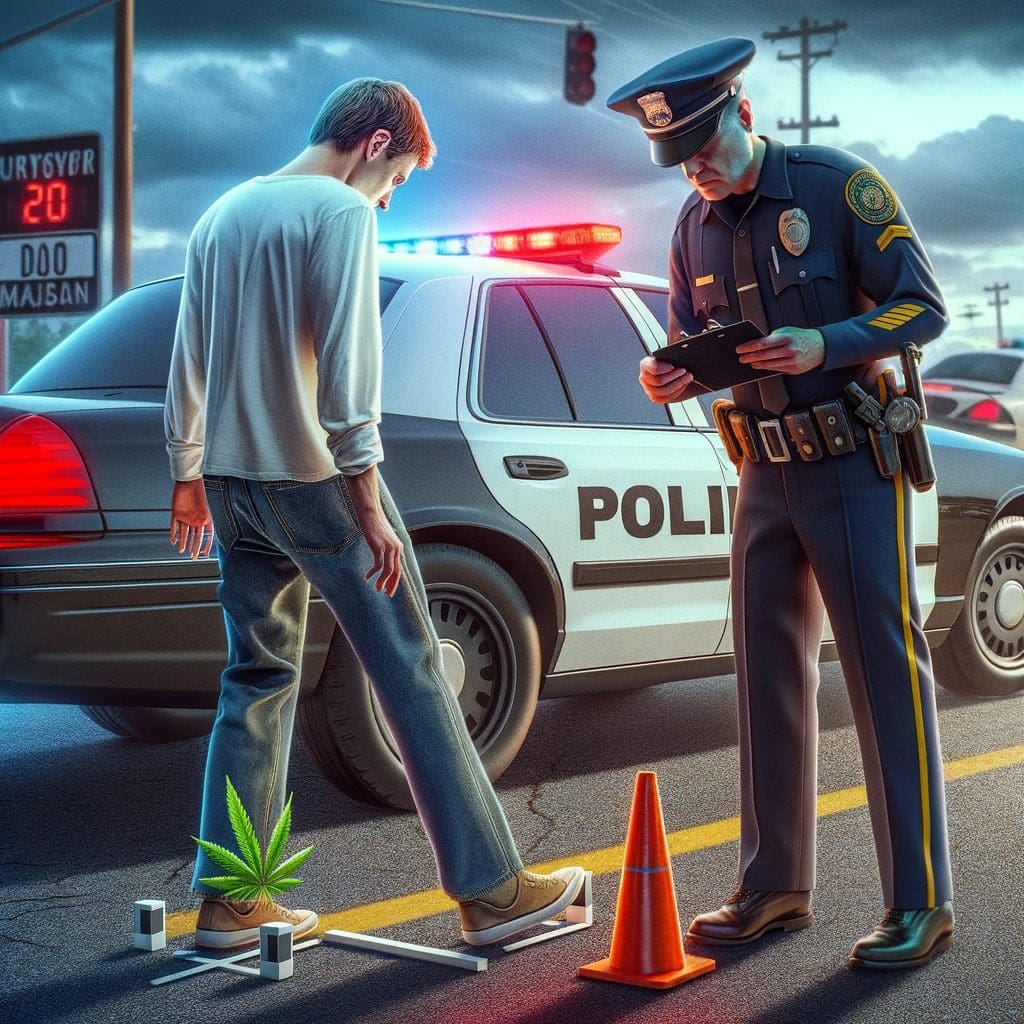 Law Enforcement Conducting Field Sobriety Test for Marijuana DUI Compliance