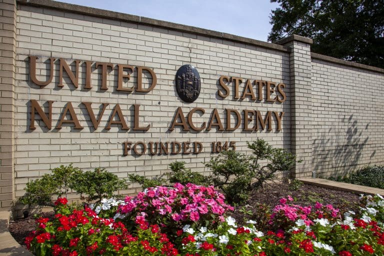 United States Naval Academy entrance sign