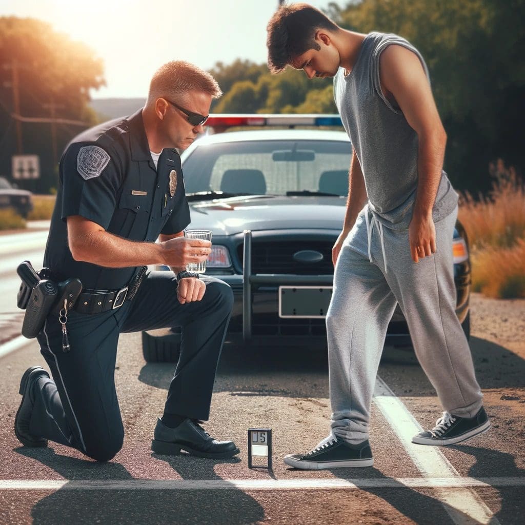 Law Enforcement Conducting Standard Field Sobriety Test on Roadside: A True View